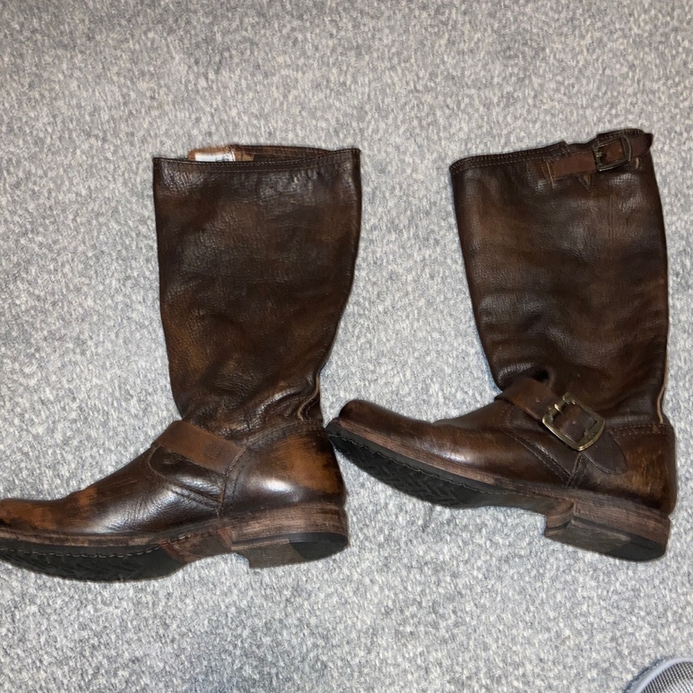 Frye 77609 Veronica Slouch Harness Boots Brown Leather